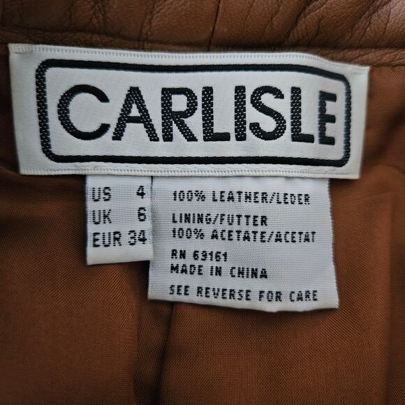 Vintage Leather Pant Carlisle Women Size 4 Tan Brown Boho Lined High Waist Small - Picture 9 of 9